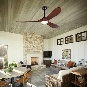 Wanze of Ocean 52 in. Smart Black Solid Wood Brown Blades 2-Size Downrod Mount Standard Ceiling Fan with 3-Color Dimmable LED Light - 1 of 4
