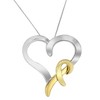Haus of Brilliance Silver and 14K Yellow Gold Two-Tone Heart Shaped Pendant Necklace - 2 of 4