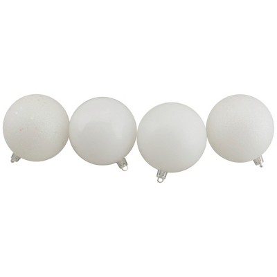 Winter White Shatterproof Plastic Christmas Ball Ornament Set, 60 Pieces