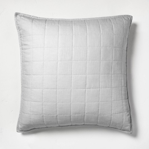 Euro Heavyweight Linen Blend Quilt Pillow Sham Light Gray - Casaluna ...