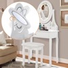 Vanity Desk with Mirror & LED Lights, Modern Vanity Table with Cushioned Stool and 3 Storage Drawers White - 2 of 4