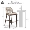 PURPLE LEAF Patio Sunbrella Bar Stools Set of 2 Handwoven Wicker Bar Height Stool Modern Aluminum Outdoor Wicker Barstools with Back and Cushion - 4 of 4
