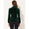 Allegra K Women's Velvet Collared V Neck Long Sleeve Button Down Shirts - 3 of 4