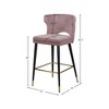 Meridian Furniture,Kelly Pink Velvet Stool, Set of 2 - 4 of 4