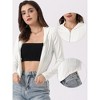 Allegra K Women's Casual Hoodie Zip Up Long Sleeve Lightweight Textured Crop Jacket - 2 of 4