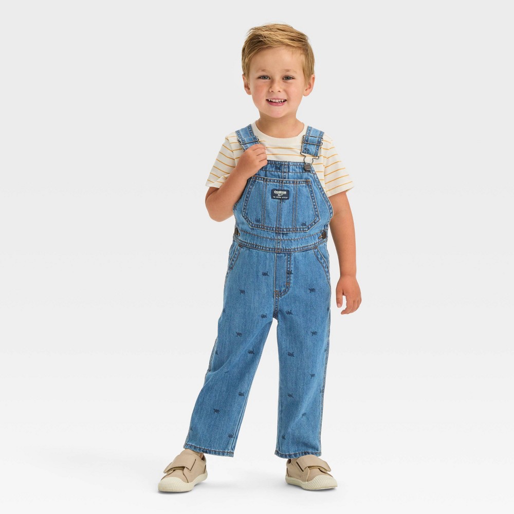 OshKosh Bgosh Toddler Boys Train Printed Denim Overalls