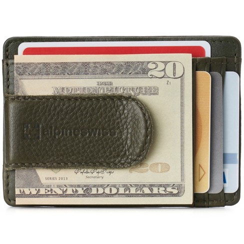 Alpine Swiss RFID Dermot Money Clip Front Pocket Wallet For Men Leather  Comes in a Gift Box Olive