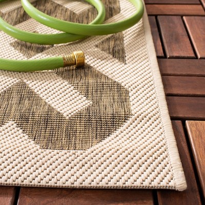 Brown Rectangular Synthetic Easy Care Indoor/Outdoor Rug