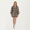 Anna-Kaci Women’s Oversized Plaid Shirt Dress with Long Balloon Sleeves Button Front Collar Detail and Soft Draping Silhouette - 3 of 4