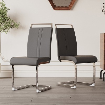 Modern Dining Chairs Set, with Thick Soft Cushions & Metal Leg, for Dining Room, Kitchen, Available in Multiple Colors