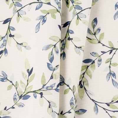 Azure Floral Pattern Cotton Polyester Rod Pocket Valance 58"x15"