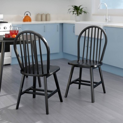 Winsome Black High Back Windsor Wood Side Chair Set