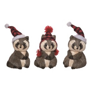 Transpac Foam Playful Raccoon Decor Set of 3 Christmas Home Decorations - 1 of 1