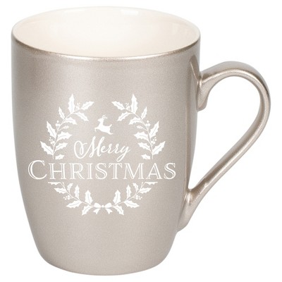 Elanze Designs Merry Christmas Silver 10 Ounce New Bone China Coffee ...