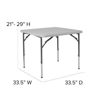 Adjustable Square White Plastic Folding Dining Table