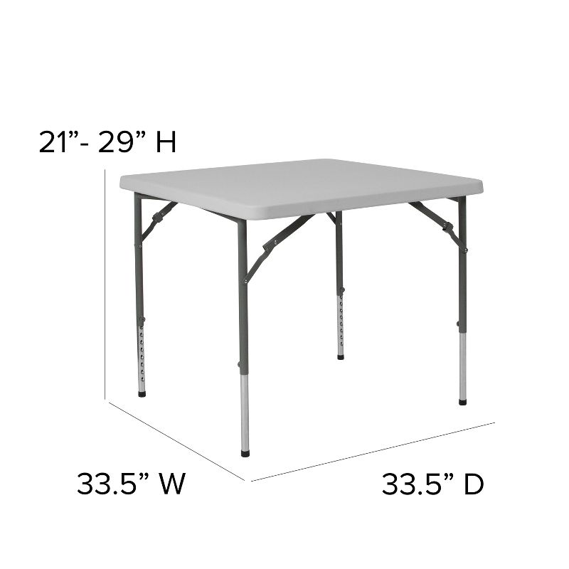 Flash Furniture 2.79-Foot Square Height Adjustable Granite White Plastic Folding Table, 5 of 11