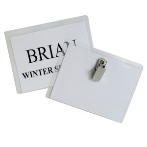 C-Line® Clip Style Name Badge Holder Kit, Sealed Holders with Inserts, 3-1/2" x 2-1/4", Box of 50 - 1 of 1