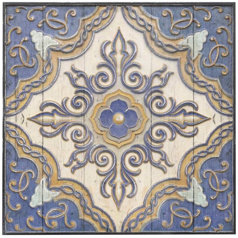 Wooden Mesmerizing I Mandala Wall Decor White/Blue - StyleCraft, 1 of 5