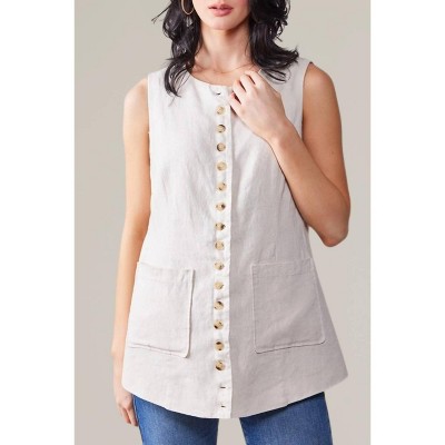Women's linen longline vest - Aaron & Amber