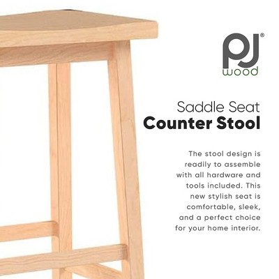 Adjustable Natural Wood Backless Saddle-Style Counter Stool