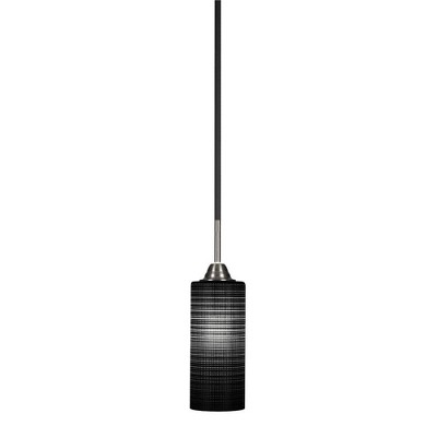 Toltec Lighting Paramount 1 - Light Pendant in  Matte Black/Brushed Nickel with 4" Black Matrix Shade