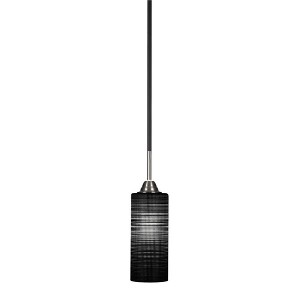 Toltec Lighting Paramount 1 - Light Pendant in  Matte Black/Brushed Nickel with 4" Black Matrix Shade - 1 of 1