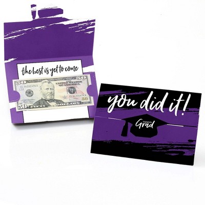 Big Dot of Happiness Purple Grad - Best is Yet to Come - Purple Graduation Party Money and Gift Card Holders - Set of 8