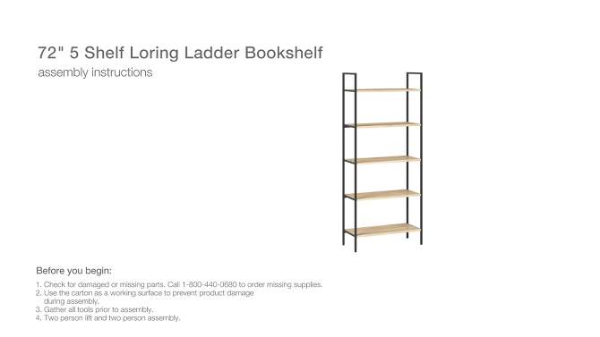 72" Loring 5 Shelf Ladder Bookshelf - Threshold™, 2 of 12, play video