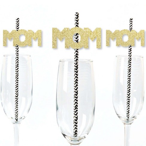 Big Dot Of Happiness Gold Glitter Cat Party Straws - No-mess Real