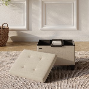 StorageBud Storage Ottoman for Bedroom End of Bed, Velvet Storage Bench, Large Storage Ottoman Bench, Entryway Bench with Storage - 1 of 4