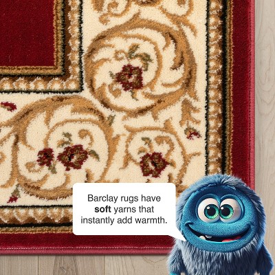 Elegant Red Synthetic Rectangular Area Rug 7'10" x 9'10"