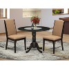 3-Piece Wirebrushed Black Solid Wood Top - Round Dining Room Set - Seats 4 - 2 of 4