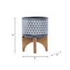 DSVIMOY 6" Tall Round Design Planter with Wooden Stand, Plant Pots for Living Room, Bedroom, Gray, 5"*5"*6" - 3 of 4