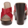 Perphy Women's Patent Platform Crisscross Strap Chunky Heels Sandals - 2 of 3