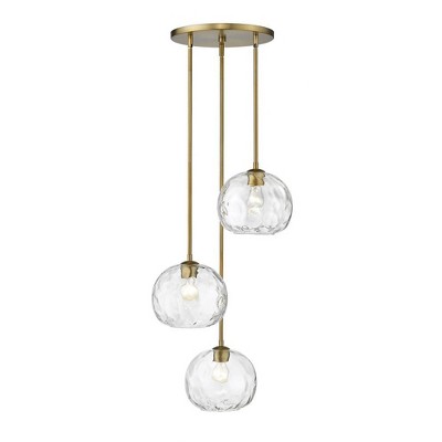 Clear Glass and Brushed Nickel 3-Light Pendant
