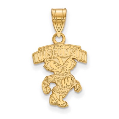 Black Bow Jewelry 10k Yellow Gold Wisconsin Badgers NCAA Medium Pendant
