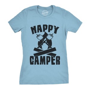 Womens Happy Camper Shirt Funny Camping Hiking Cool Vintage Graphic Tees Retro - Crazy Dog Women's T Shirt - 1 of 4