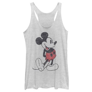 Women's Mickey & Friends Distressed Mickey Mouse Pose Racerback Tank Top - 1 of 4