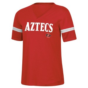 NCAA San Diego State Aztecs Women's Mesh Trim V-Neck T-Shirt - 1 of 3