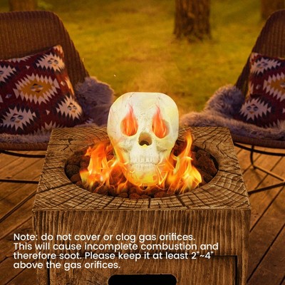Beige Ceramic Fireproof Fire Pit Skull for Halloween