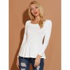 Allegra K Women's Long Sleeve Scoop Neck Casual Peplum Shirt - 2 of 4