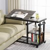 Tribesigns Height Adjustable End Table, C-Type Side Table with Wheels - 3 of 4
