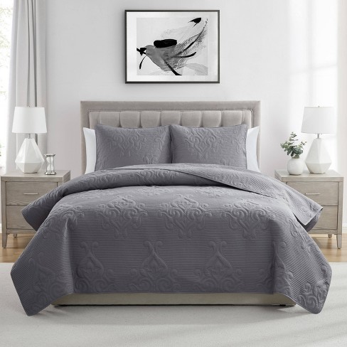 VCNY 3pc Solomun Pinsonic Quilt Set Gray - image 1 of 4