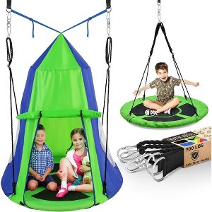 SereneLife Kids Fun Tent Rope Swing Kit - Indoor/Outdoor, Water-Resistant, 40" Saucer Seat, SLSWNG352 - 1 of 4