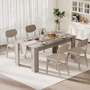 Jojoka 63" Rectangular Dining Table for 4-6 People - Large Wooden Kitchen & Farmhouse Dinner Table - Easy Assembly for Dining Room & Living Room - 1 of 4