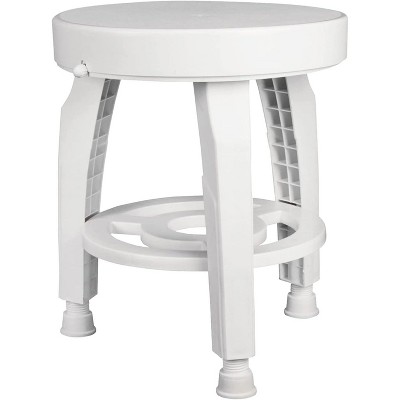 HealthSmart Swivel Shower Stool Seat with Storage Shelf, Rotating Shower Chair for Bathtub, Tool-Free Assembly, White