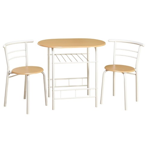 Bistro Set 3 Piece Dining Room Table and Chairs Kitchen Furniture White Natural 