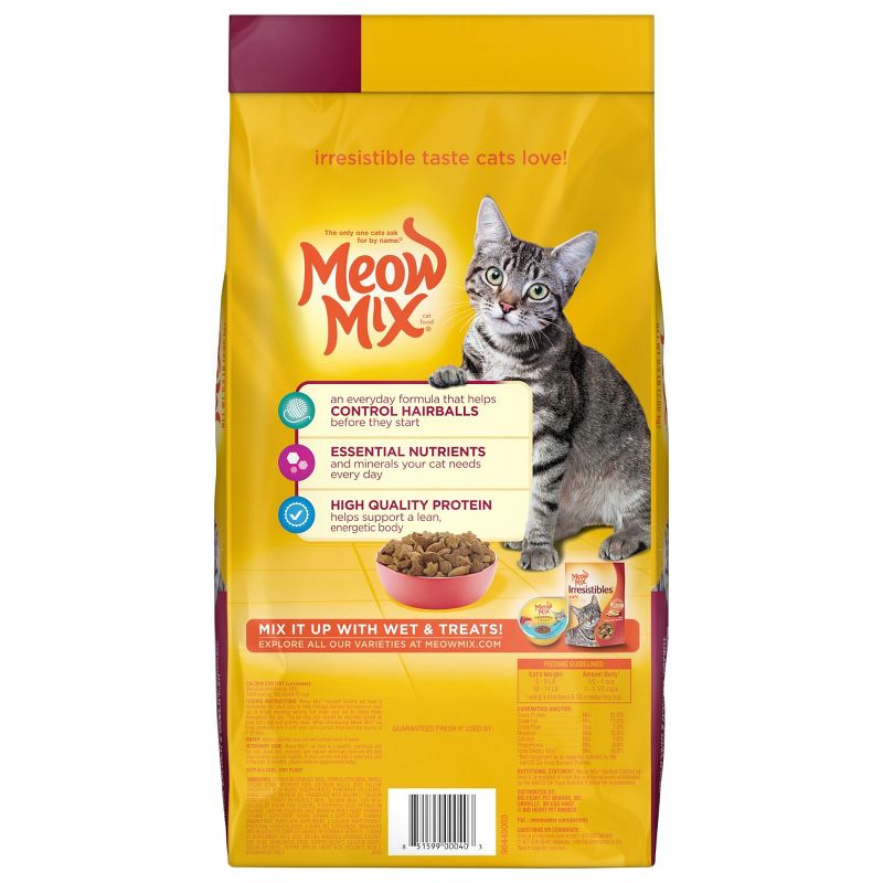 Meow Mix Hairball Control with Flavors of Chicken, Turkey , Salmon &#38; Ocean Fish Adult Complete &#38; Balanced Dry Cat Food - 6.3lbs, 3 of 7