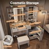 Vanity Desk with Adjustable Mirrors & 3 Lighting Colors, Makeup Vanity with Power Strip, Dressing Table Set with Drawers & Cabinets & Storage Stool - 4 of 4