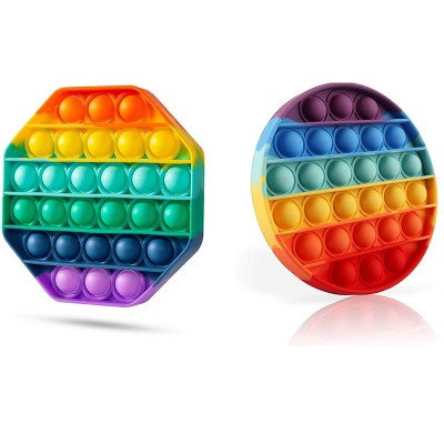 Rainbow Bubble Popper Sensory Fidget Toy Silicone Stress Reliever Toy Autism Special Needs - 2 Pack